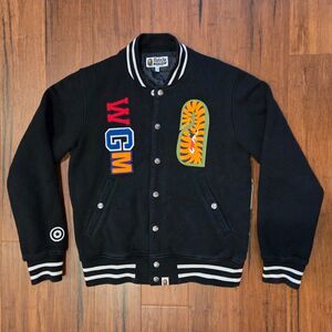 Bape Shark Sweat Varsity Jacket Blacket Men's Small MSRP $528 Gently Used